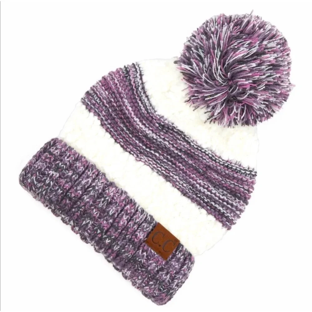 High Quality Thick Warm C.C. Popcorn Knit Beanie Winter Warm Pom Hat - Picture 2 of 3